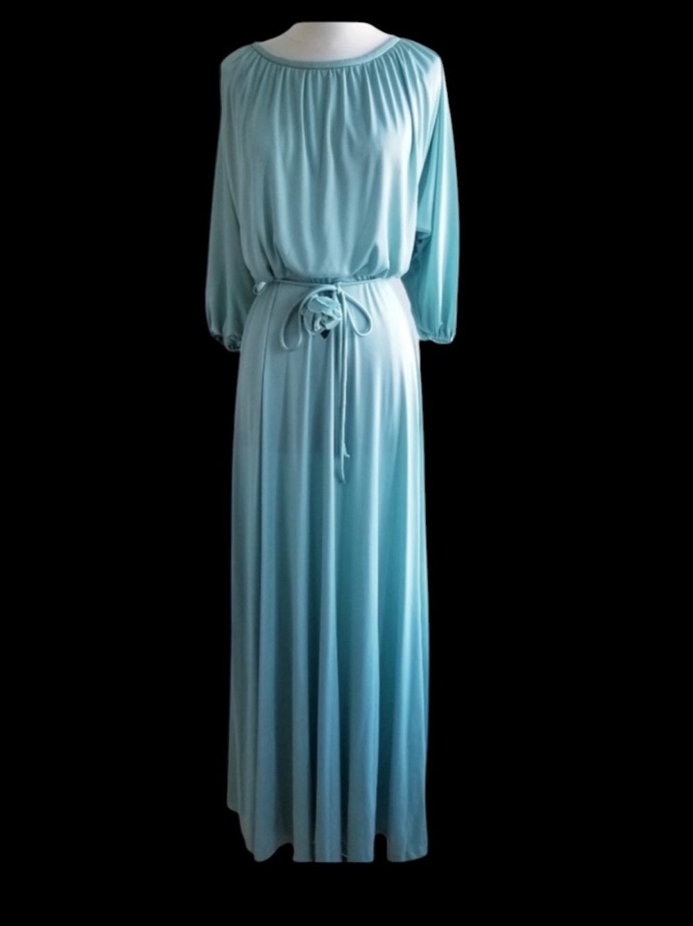 1970s Unlabeled Poly Grecian-Style Blouson‎ Maxi Gown